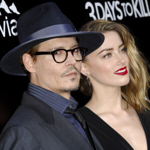 Johnny Depp et sa fiancée Amber Heard - Première du film "3 Days to Kill" à Hollywood.