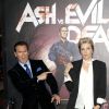Lucy Lawless, Bruce Campbell à la première de la série "Ash VS Evil Dead" à Hollywood, le 28 octobre 2015.