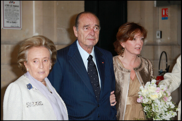 Bernadette Chirac et Jacques Chirac - Mariage de Claude Chirac et Frédéric Salat-Baroux à la mairie du VIe arrondissement de Paris.