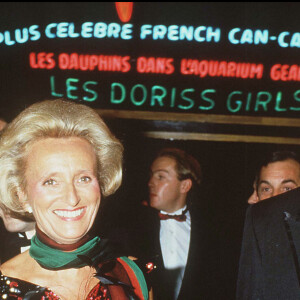 Archives - Jacques Chirac avec sa femme Bernadette Chirac et sa fille Claude Chirac à une soirée à Paris.