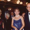 Archives - Bernadette Chirac et son mari Jacques Chirac accompagnés de leur fille Claude lors d'une soirée au Moulin Rouge à Paris. En 1988.