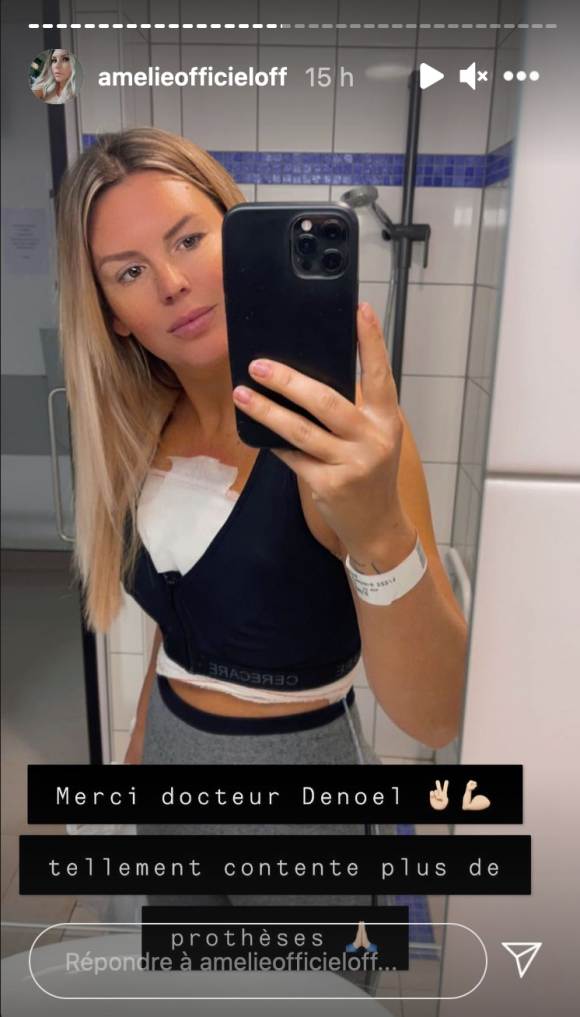 Amélie Neten dévoile une photo d'elle après son opération mammaire - Instagram