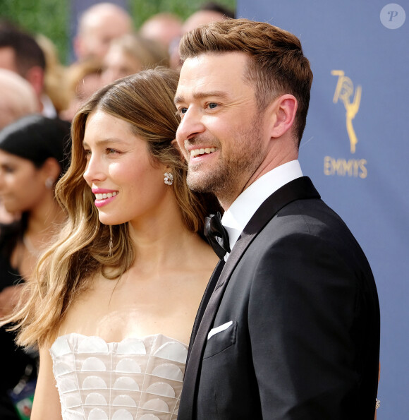 Jessica Biel, Justin Timberlake People au 70ème Primetime Emmy Awards au théâtre Microsoft à Los Angeles.