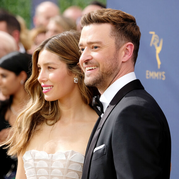 Jessica Biel, Justin Timberlake People au 70ème Primetime Emmy Awards au théâtre Microsoft à Los Angeles.