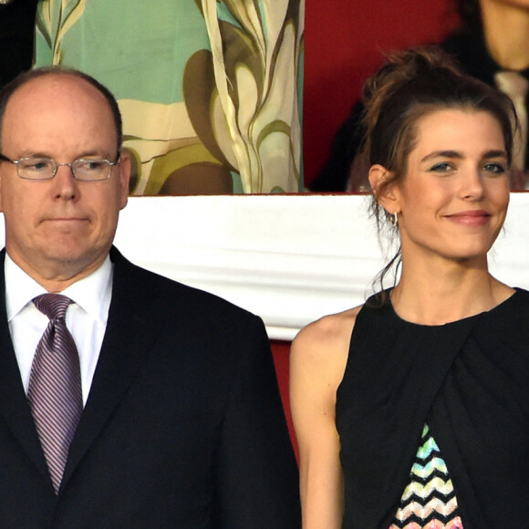 Le prince Albert II de Monaco, Charlotte Casiraghi et Gad Elmaleh - Soirée de cloture du 20ème Jumping International de Monte-Carlo au Port Hercule de Monaco à Monte-Carlo, le 27 juin 2015.