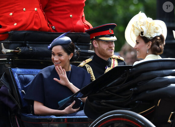 Le prince Harry, duc de Sussex, et Meghan Markle, duchesse de Sussex - La parade Trooping the Colour 2019, célébrant le 93ème anniversaire de la reine Elisabeth II, au palais de Buckingham, Londres, le 8 juin 2019.