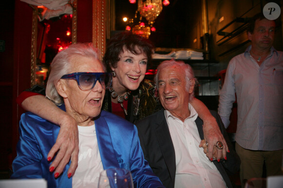 Michou, Anny Duperey et Jean-Paul Belmondo - Michou fête son 88e anniversaire dans son cabaret avec ses amis à Paris le 18 juin 2019. © JLPPA/Bestimage