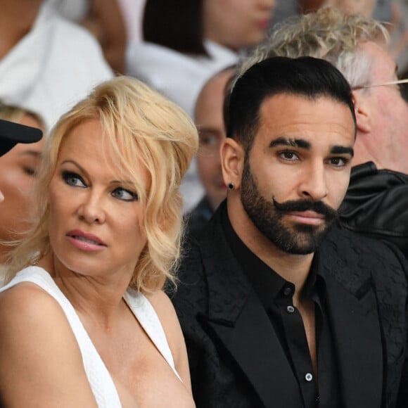 Brandon Lee, sa mère Pamela Anderson et son compagnon Adil Rami lors de la soirée Amber Lounge Monaco. Le 24 mai 2019. © Bruno Bebert / Bestimage