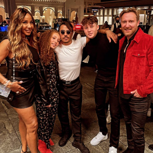 David et Cathy Guetta, réunis pour l'anniversaire de leur fils aîné Elvis. Dubaï, le 9 février 2021.