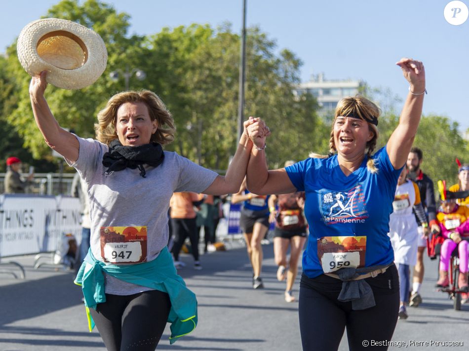 Valérie Trierweiler court avec l'association Dune d'Espoir avec Solenne - 23e édition de la course "La Parisienne" à Paris. Le 8 septembre 2019. © Pierre Perusseau/Bestimage