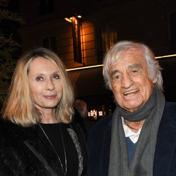 Exclusif - Jean-Paul Belmondo et sa compagne Valérie Steffen - People à la générale du spectacle "Vive la vie" au théâtre Gaité-Montparnasse à Paris. Le 20 janvier 2020. © Coadic Guirec/Bestimage