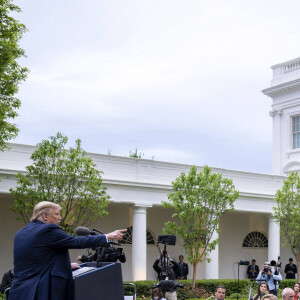 Le président Donald Trump donne une conférence de presse sur le coronavirus dans le Rose Garden à Washington, le 14 avril 2020.