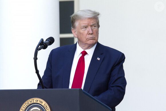 Donald J. Trump (président des Etats-Unis) devant la Maison Blanche à Washington DC, le 7 mai 2020.