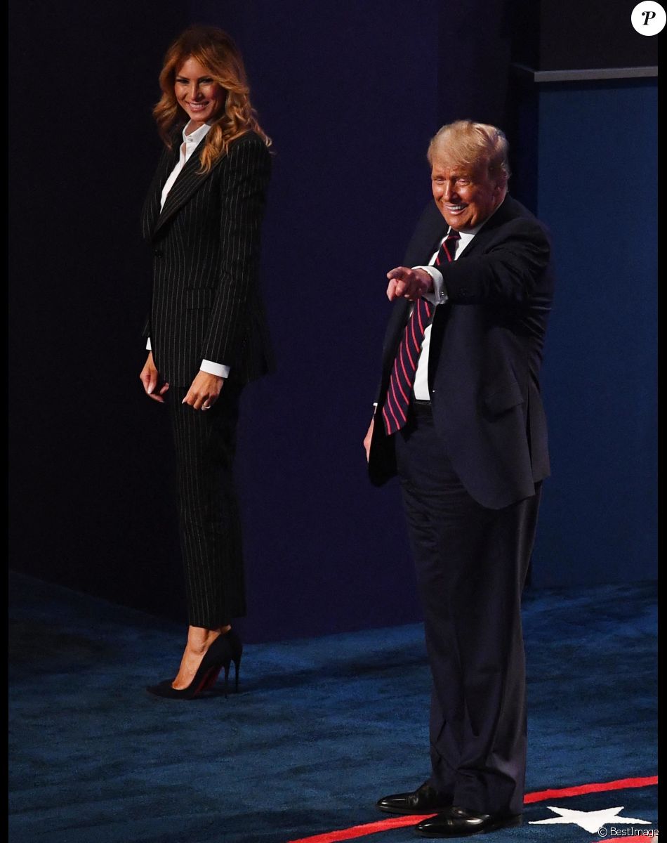 Donald Trump et la première dame Mélania Trump - Présidentielle américaine : Premier débat entre Donald Trump et Joe Biden à Cleveland dans l'Ohio. Les deux candidats à la présidence des Etats-Unis s'affronteront sur six thèmes, dont la nomination polémique d'une juge à la Cour suprême et la crise sanitaire qui secoue le pays. Le 29 septembre 2020