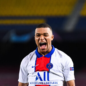 Kylian Mbappé exceptionnel lors du match PSG-Barcelone (4-1) le 16 février 2021 à Barcelone. @Baptiste Fernandez/Icon Sport/ABACAPRESS.COM