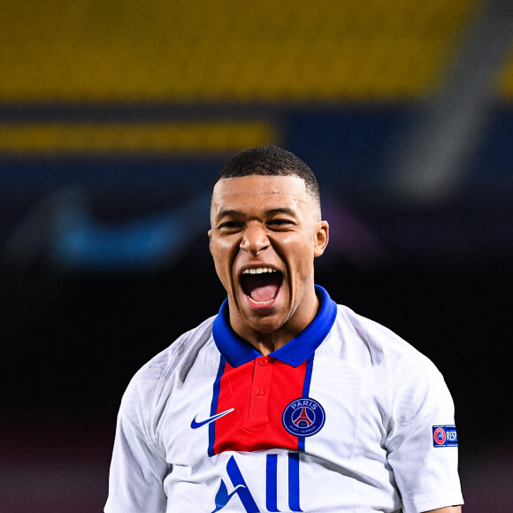 Kylian Mbappé exceptionnel lors du match PSG-Barcelone (4-1) le 16 février 2021 à Barcelone. @Baptiste Fernandez/Icon Sport/ABACAPRESS.COM