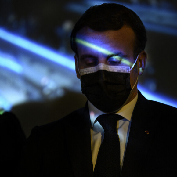 Emmanuel Macron en visite au Centre national d'études spatiales de Paris, à l'occasion de l'atterrissage de l'astromobile Perseverance sur Mars. Le 18 février 2021 © Eliot Blondet / Pool / Bestimage