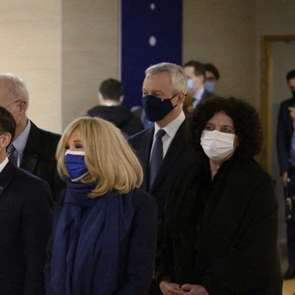 Bruno Le Maire et Frédérique Vidal - Emmanuel Macron et sa femme Brigitte en visite au Centre national d'études spatiales de Paris, à l'occasion de l'atterrissage de l'astromobile Perseverance sur Mars. Le 18 février 2021 © Eliot Blondet / Pool / Bestimage