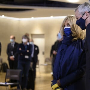 Bruno Le Maire - Brigitte Macron en visite au Centre national d'études spatiales de Paris, à l'occasion de l'atterrissage de l'astromobile Perseverance sur Mars. Le 18 février 2021 © Eliot Blondet / Pool / Bestimage