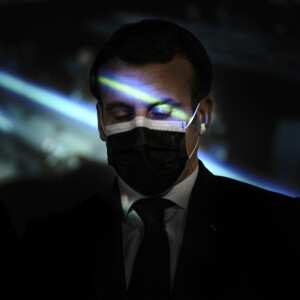 Emmanuel Macron en visite au Centre national d'études spatiales de Paris, à l'occasion de l'atterrissage de l'astromobile Perseverance sur Mars. Le 18 février 2021 © Eliot Blondet / Pool / Bestimage