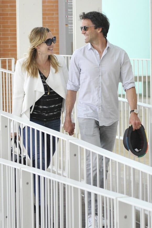 Exclusif - Kate Winslet et son mari Ned Rocknroll arrivent à Venise en Italie le 6 juin 2018.
