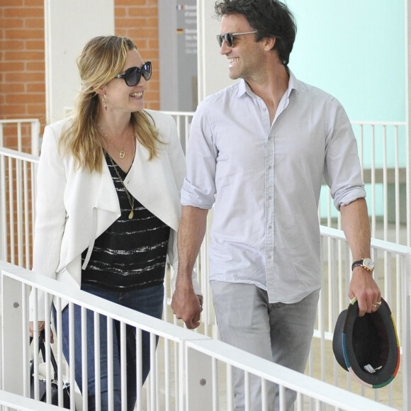 Exclusif - Kate Winslet et son mari Ned Rocknroll arrivent à Venise en Italie le 6 juin 2018.