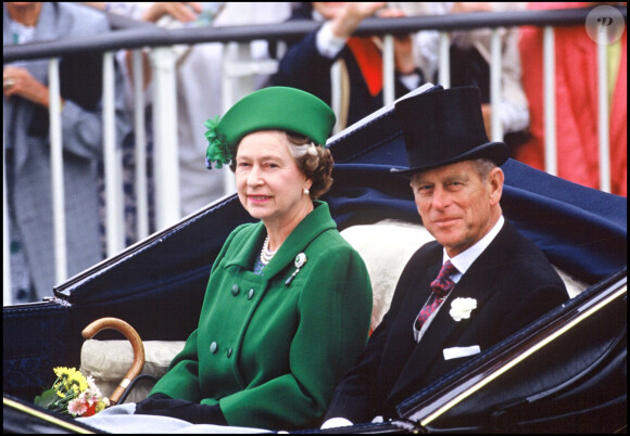 La reine Elizabeth et le prince Philip à Ascot en 1988.