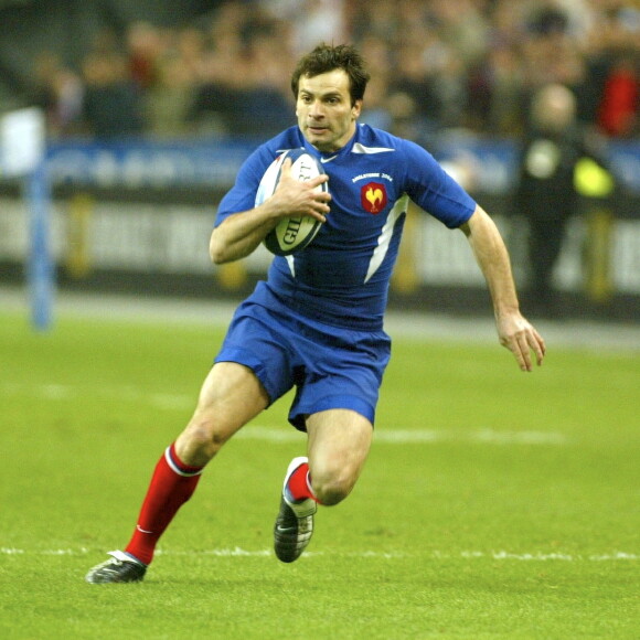 Au Stade de France à Saint-Denis, Christophe Dominici lors du tournoi des Six Nations en 2003. 