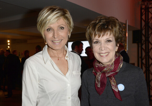 Evelyne Dhéliat et Catherine Laborde - Soirée de lancement de la campagne "My Positive Impact" de la Fondation Nicolas Hulot à l'Espace Vivendi à Paris, le 11 mars 2015.