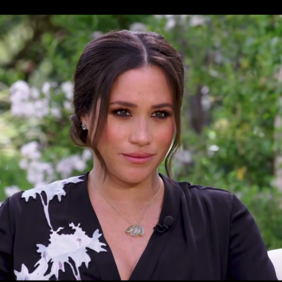 Meghan Markle (enceinte) avec Oprah Winfrey - Aperçu de son interview avec le prince Harry qui sera diffusée sur CBS le 7 mars 2021.