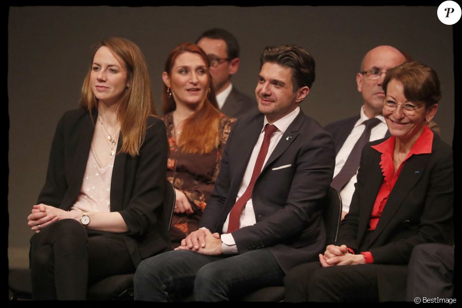Agnès Pottier-Dumas, David Xavier Weiss, Sophie Deschiens - Réunion publique d' Agnès Pottier-Dumas pour la présentation de son programme et de ses colistiers. Levallois, Conservatoire Maurice Ravel, le 26 février 2020.