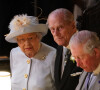 La reine Elisabeth II d'Angleterre, le prince Philip, duc d'Edimbourg, le prince Charles, prince de Galles - Cérémonie de mariage de la princesse Eugenie d'York et Jack Brooksbank en la chapelle Saint-George au château de Windsor le 12 octobre 2018.