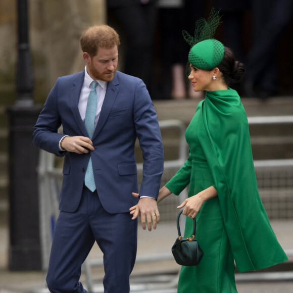 Le prince Harry, duc de Sussex, et Meghan Markle, duchesse de Sussex - La famille royale d'Angleterre lors de la cérémonie du Commonwealth en l'abbaye de Westminster à Londres, le 9 mars 2020.