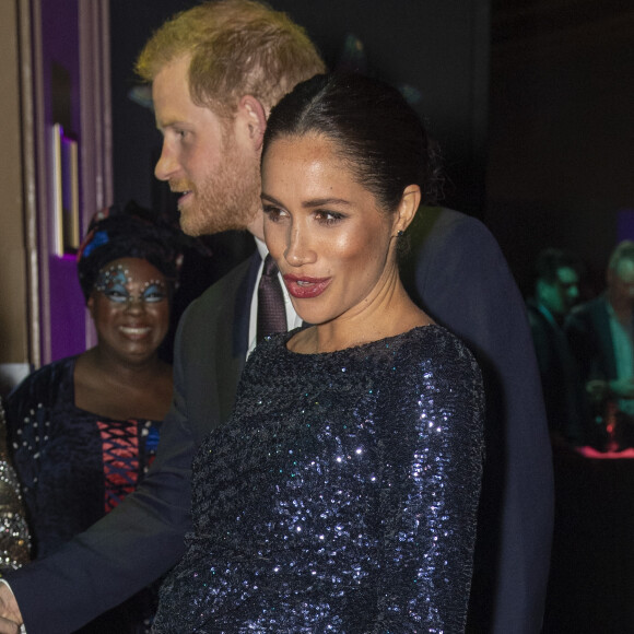 Le prince Harry, duc de Sussex, et Meghan Markle, duchesse de Sussex, enceinte, à la représentation du 10ème anniversaire du spectacle du Cirque du Soleil "Totem" au Roayl Albert Hall à Londres, le 16 janvier 2019.