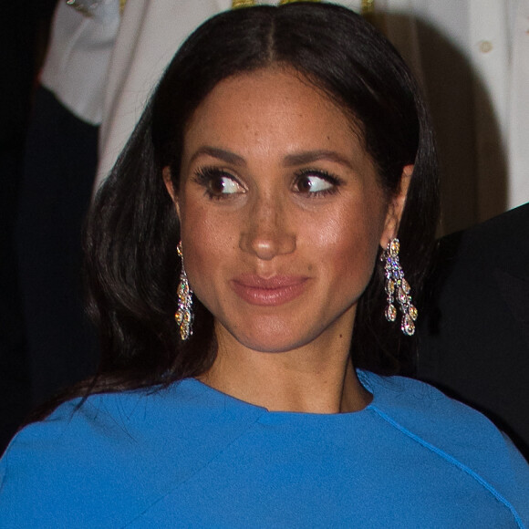 Le prince Harry, duc de Sussex, et Meghan Markle, duchesse de Sussex (enceinte) arrivent au dîner d'Etat donné en leur honneur à Suva, Îles Fidji le 23 octobre 2018.