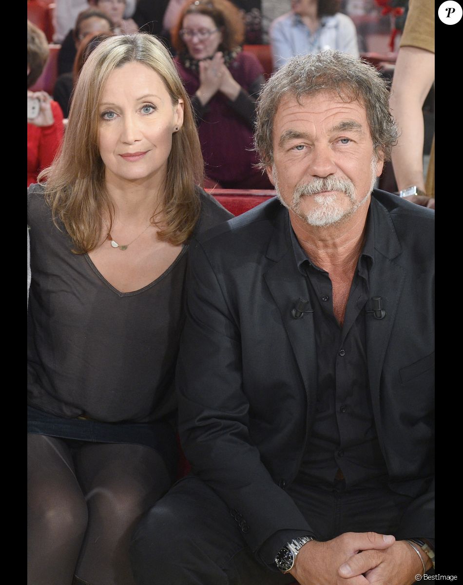 Catherine Marchal avec son mari Olivier Marchal - Enregistrement de l'émission "Vivement Dimanche" à Paris le 15 Décembre 2015 et qui sera diffusée le 6 Janvier 2016. Invité principal Olivier Marchal