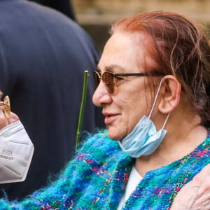 Nicole Dupond - Arivées aux Obsèques du danseur étoile Patrick Dupond en l'église Saint-Roch à Paris, France, le 11 mars 2021.