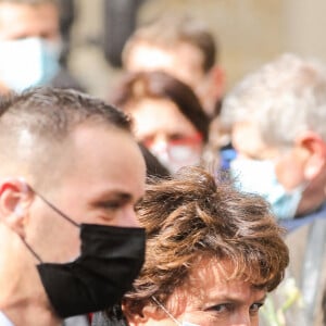 Roselyne Bachelot - Arrivées aux Obsèques du danseur étoile Patrick Dupond en l'église Saint-Roch à Paris, France, le 11 mars 2021.