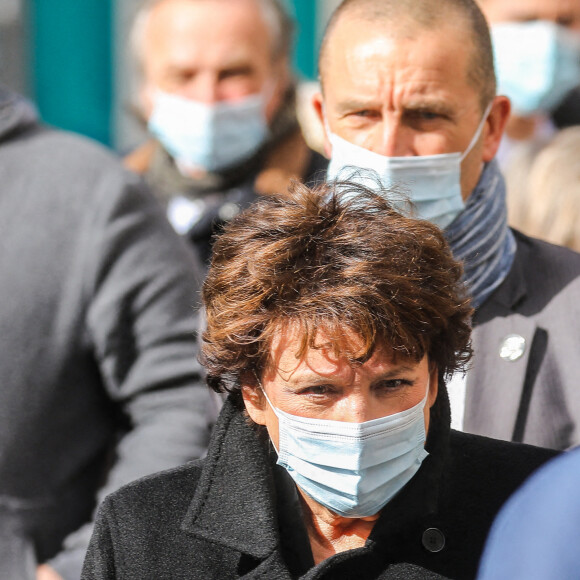 Roselyne Bachelot - Arrivées aux Obsèques du danseur étoile Patrick Dupond en l'église Saint-Roch à Paris, France, le 11 mars 2021.