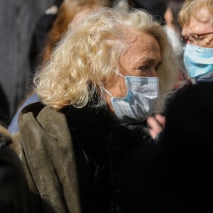 Brigitte Fossey - Arrivées aux Obsèques du danseur étoile Patrick Dupond en l'église Saint-Roch à Paris, France, le 11 mars 2021.