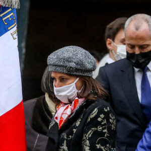 Ségolène Royal, Jean-Claude Jitrois, Axelle Marine, Véronique de Villèle - Sorties des Obsèques du danseur étoile Patrick Dupond en l'église Saint-Roch à Paris, France, le 11 mars 2021.