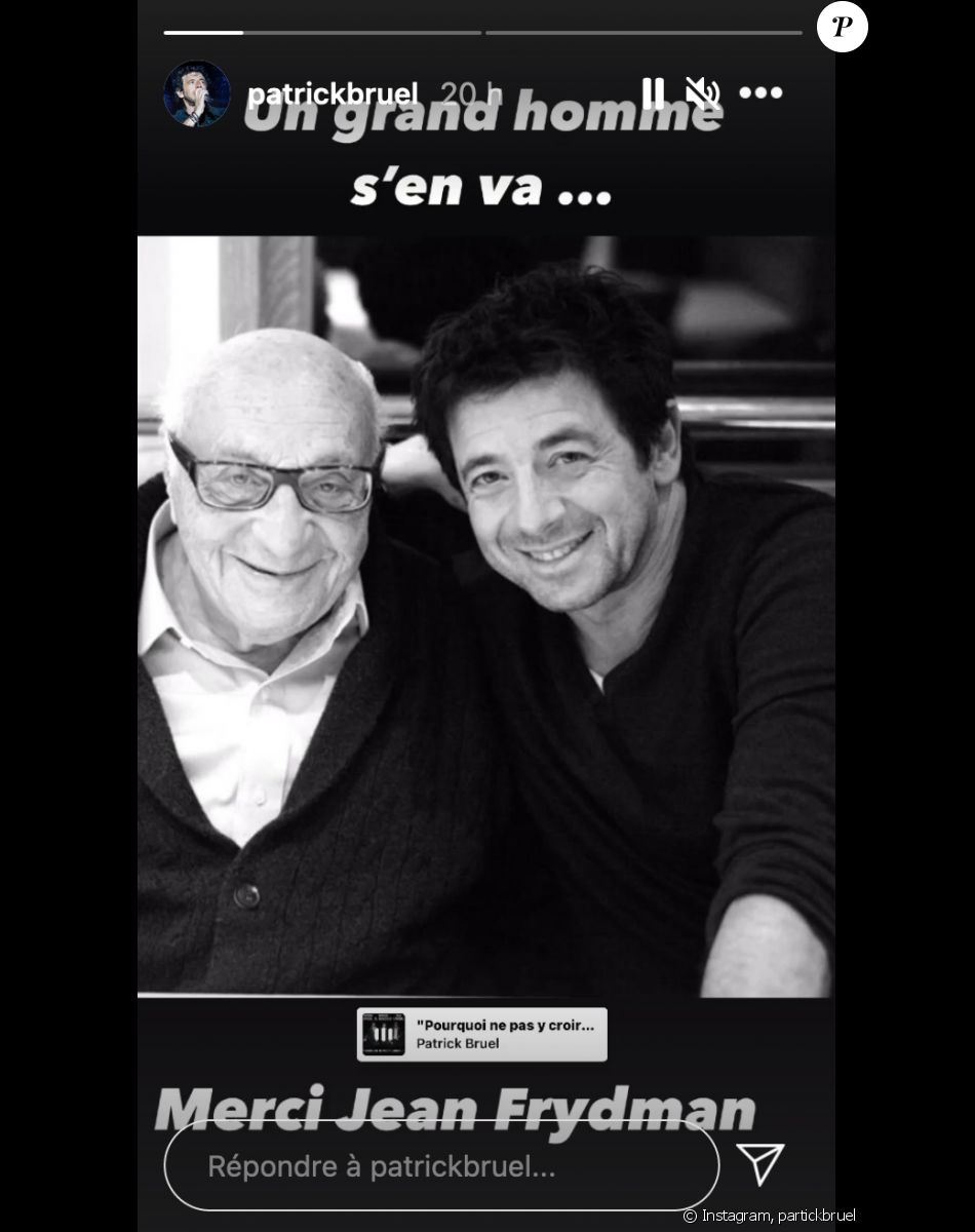 Patrick Bruel bouleversé par la mort de son ami Jean Frydman - Instagram