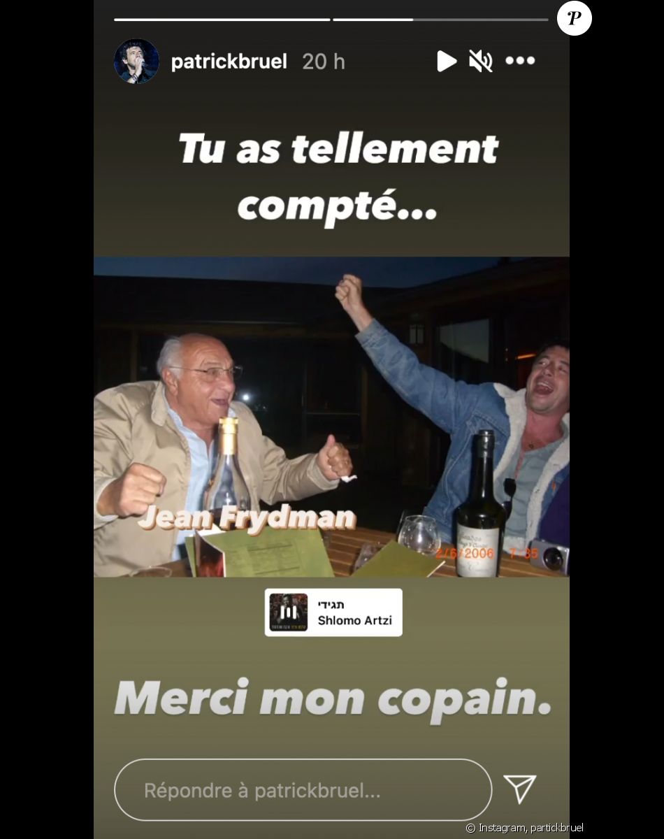 Patrick Bruel bouleversé par la mort de son ami Jean Frydman - Instagram