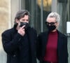 Exclusif - Laeticia Hallyday et son compagnon Jalil Lespert se rendent à Canal+ pour un rendez-vous important en présence de Gille Gauer (l'avocat de Laeticia) et Anne Hommel à Paris le 27 novembre 2020.