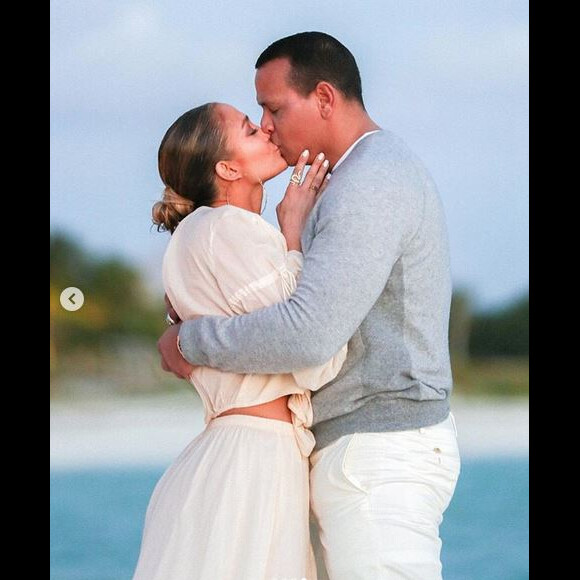 Jennifer Lopez et Alex Rodriguez lors de l'annonce de leur fiançailles.