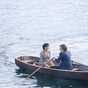 Lady Gaga et Adam Driver voguent sur le lac de Côme pour le tournage du film "House of Gucci". Le 18 mars 2021.