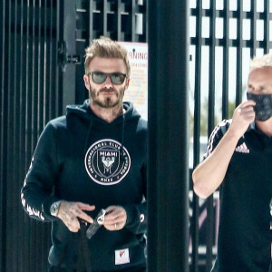 David Beckham, propriétaire du club Inter CV Miami, rencontre la presse au stade Inter Miami à Fort Lauderdale, le 27 février 2021.