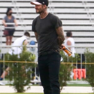 Exclusif - David Beckham, sans masque, arrive à son entraînement de football de l'Inter Miami, le 6 février 2021.