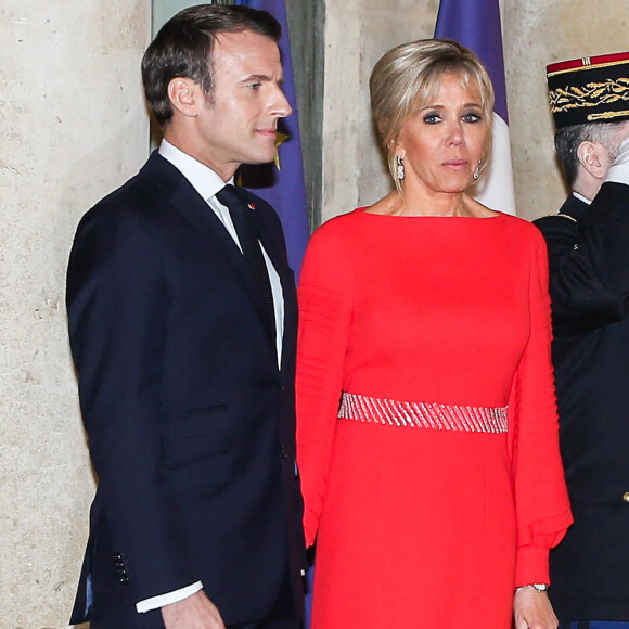 Le président de la république, Emmanuel Macron et sa femme Brigitte reçoivent le président de la République populaire de Chine, XI Jinping et sa femme femme Peng Liyuan au Palais de l'Elysée pour un dîner d'état, Paris, le 25 mars 2019. ©Dominique Jacovides / Bestimage 