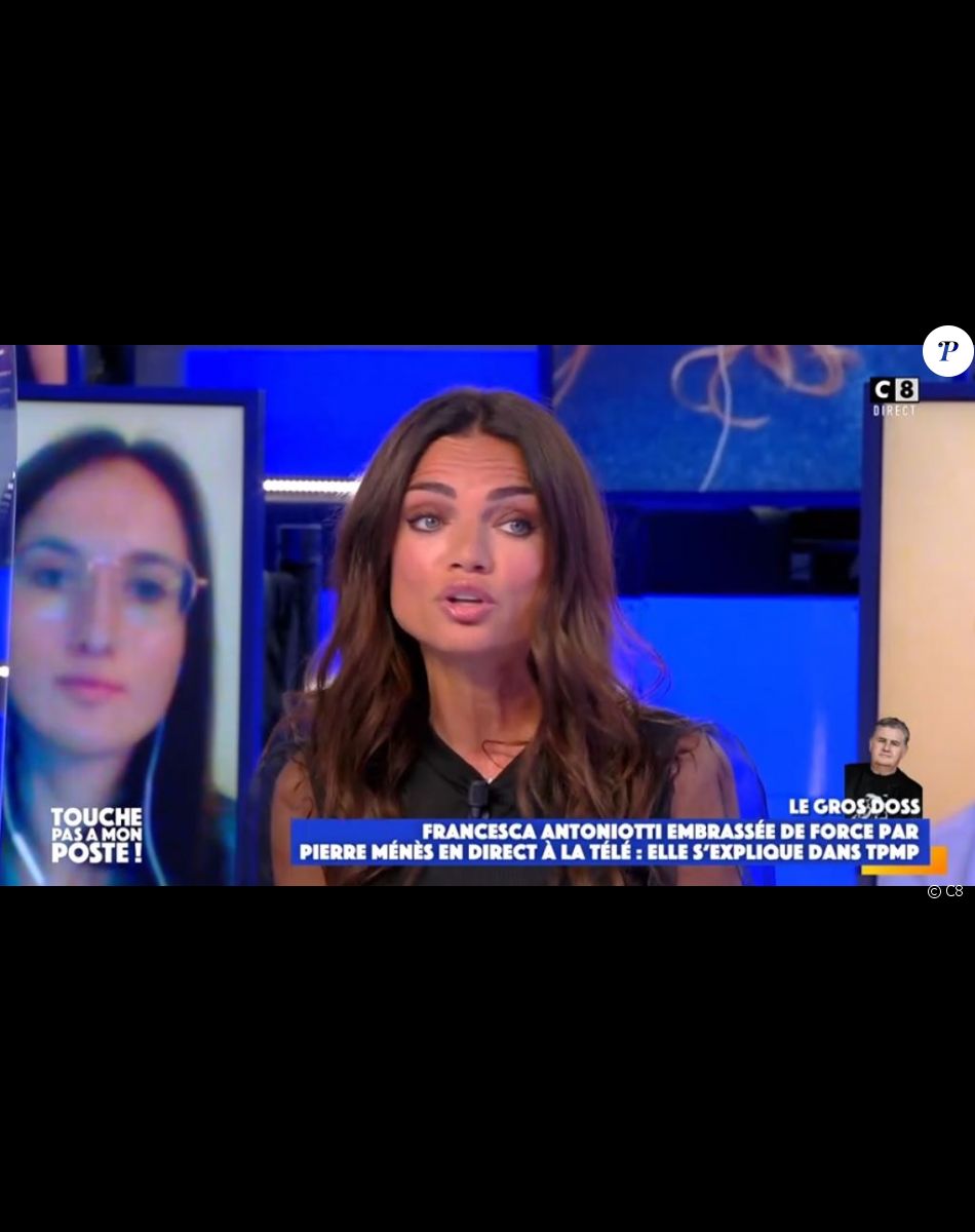 Francesca Antoniotti sur le plateau de "Touche pas à mon poste" pour revenir sur l'affaire du bisou de Pierre Ménès, le 22 mars 2021